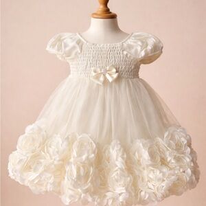 NWT Nanette Baby Girl Ivory Flower Formal Dress Size 2T Easter Wedding Spring
